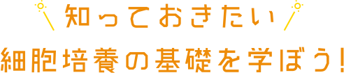 知っておきたい 細胞培養の基礎を学ぼう！